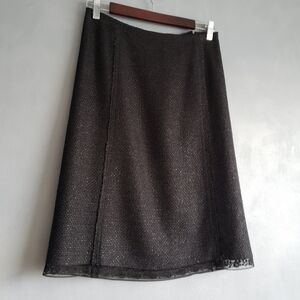 PRADA TWEED METALLIC THREAD VINTAGE RAW-CUT MINI SKIRT US, 6 EUC